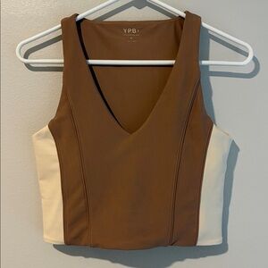 Abercrombie & Fitch YPB Slim V-Neck Yoga Tank - Women’s Medium, Brown & Cream